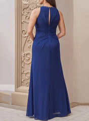 Sleeveless Floor-Length A-Line Princess Scoop Neck Mother of the Bride Dress with Sash