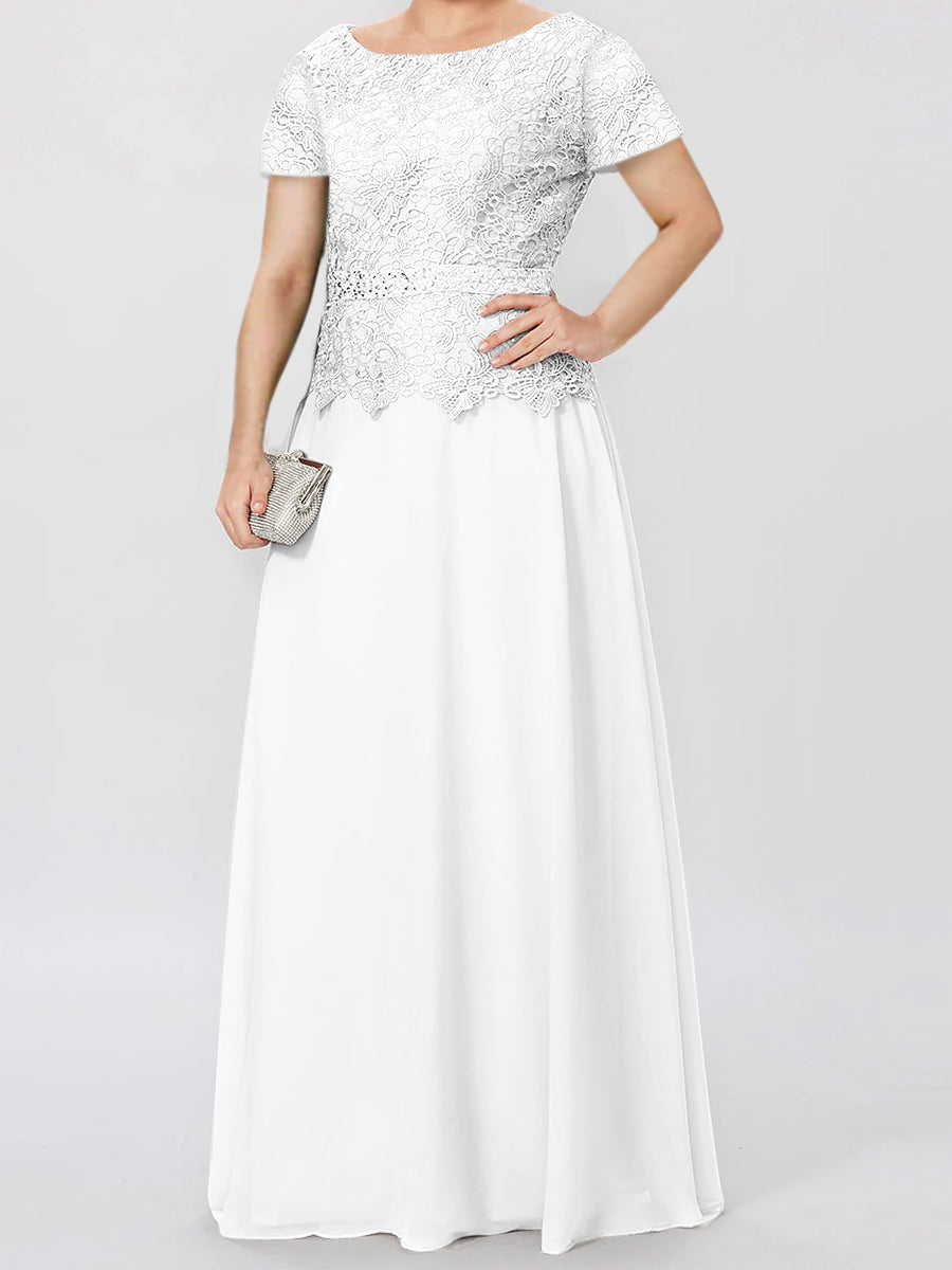 Short-Sleeve A-Line Princess Mother of the Bride Dress with Applique and Sequins