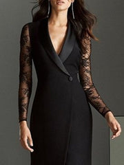 V-Neck Long Sleeve Mermaid/Trumpet Mother of the Bride Dress with Split