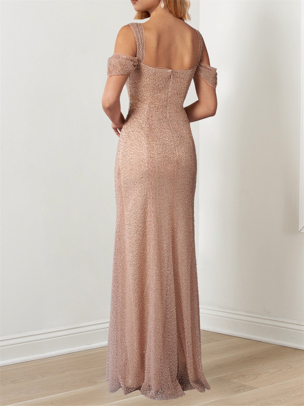 Evening Dresses with Off-the-Shoulder Draped Sleeves in A-Line/Princess Style