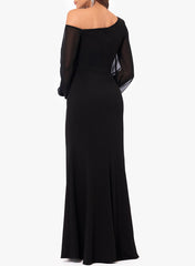Asymmetrical One-Shoulder Mermaid Trumpet Gown with Long Sleeves for the Mother of the Bride
