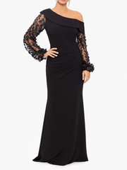 One-shoulder Trumpet/Mermaid Floor-Length Mother of the Bride & Groom Dress with Applique
