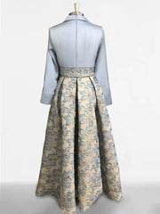 Printed Flower Plus Size A-Line/Princess Shirt Collar Mother of the Bride & Groom Dresses with 3/4 Sleeves