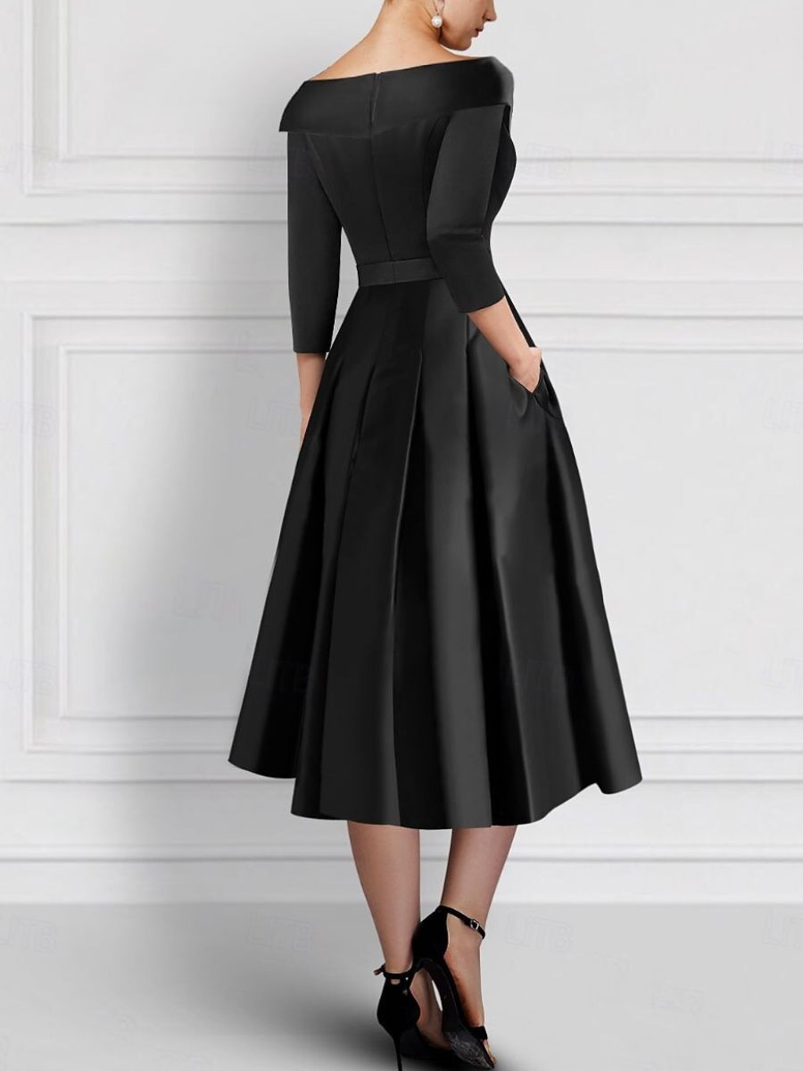 Elegant V-Neck A-Line Princess Tea-Length Mother of the Bride Dresses with Appliques