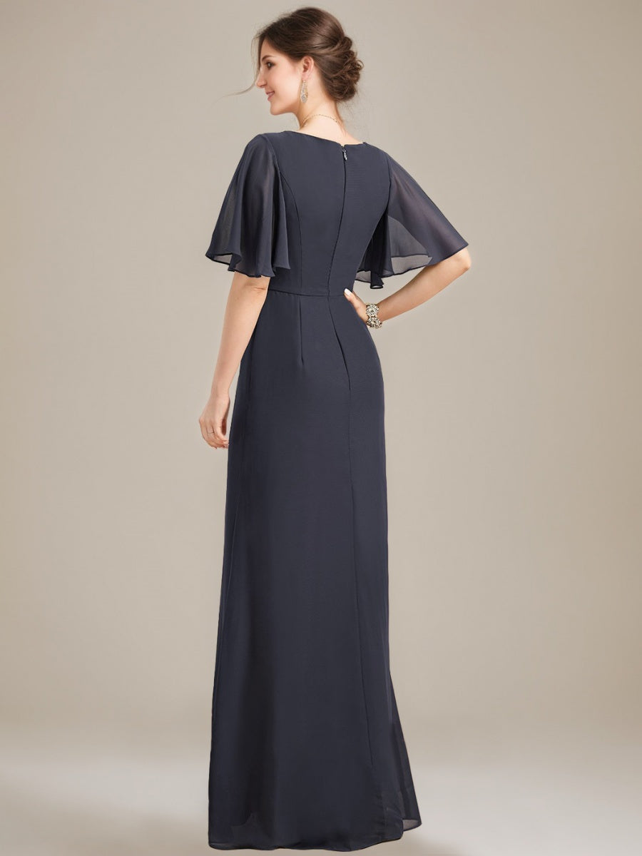 Princess A-line Jewel Neck Floor-Length Mother of the Bride Dress with Ruffles Crystals and Beads