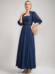 Queen Anne Neckline A-line Princess Ankle-Length Mother of the Bride Dresses with Pleats Sequins & Beads