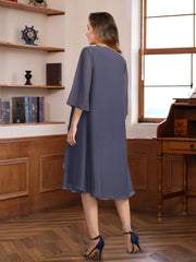 Knee-Length A-Line Princess Scoop Mother of the Bride & Groom Dresses with Beaded Jacket and Ruffles