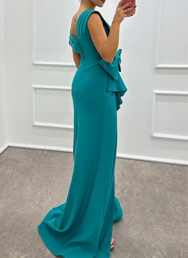 Sleeveless Satin Mother of the Bride Dress with Elastic Bow(s) and Sheath/Column Silhouette