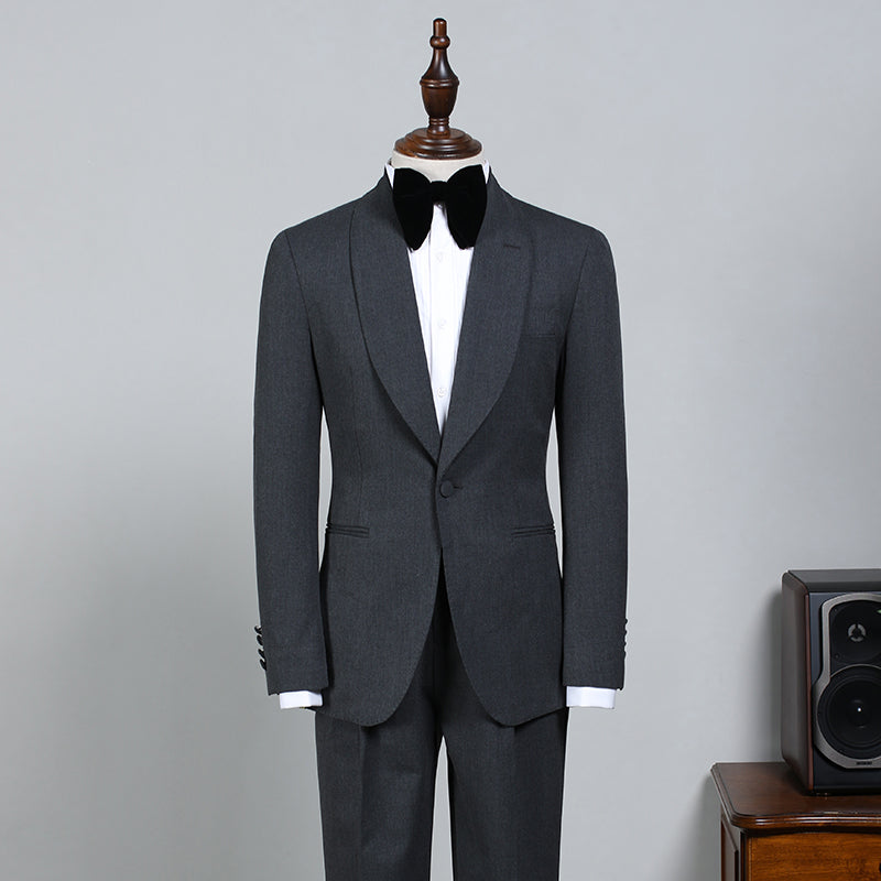 Nelson All Black One Button Slim Fit Groom’s Wedding Suit