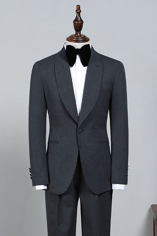 Nelson All Black One Button Slim Fit Groom’s Wedding Suit