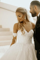 Glamorous A-Line Off the shoulder Sweetheart Summer Beach Wedding Dress