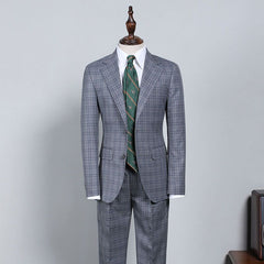 Otis Dark Gray Plaid Notched Lapel Slim Fit Formal Men’s Suit