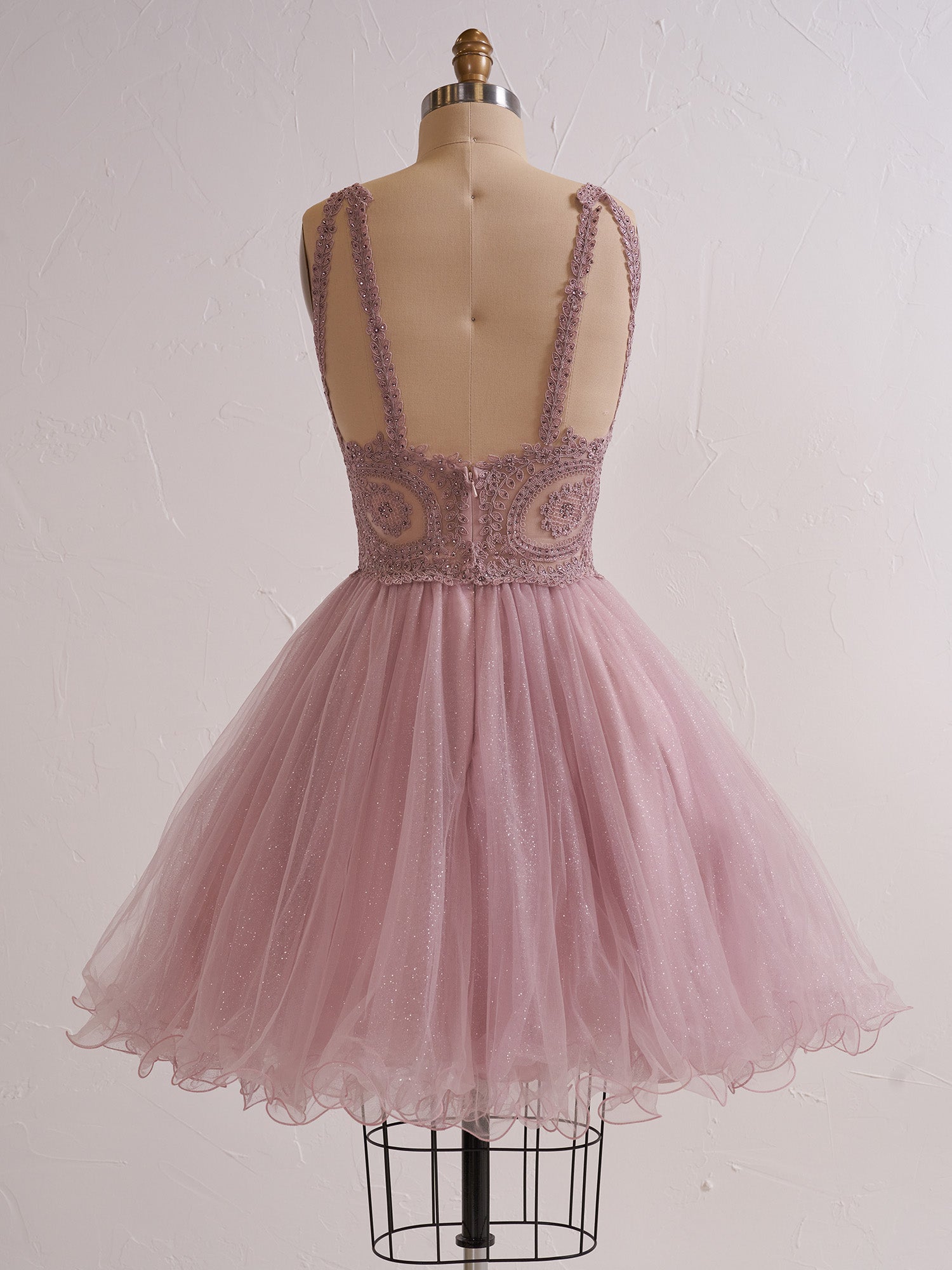Georgina Embellished Embroidered Tulle Short Cocktail Dress