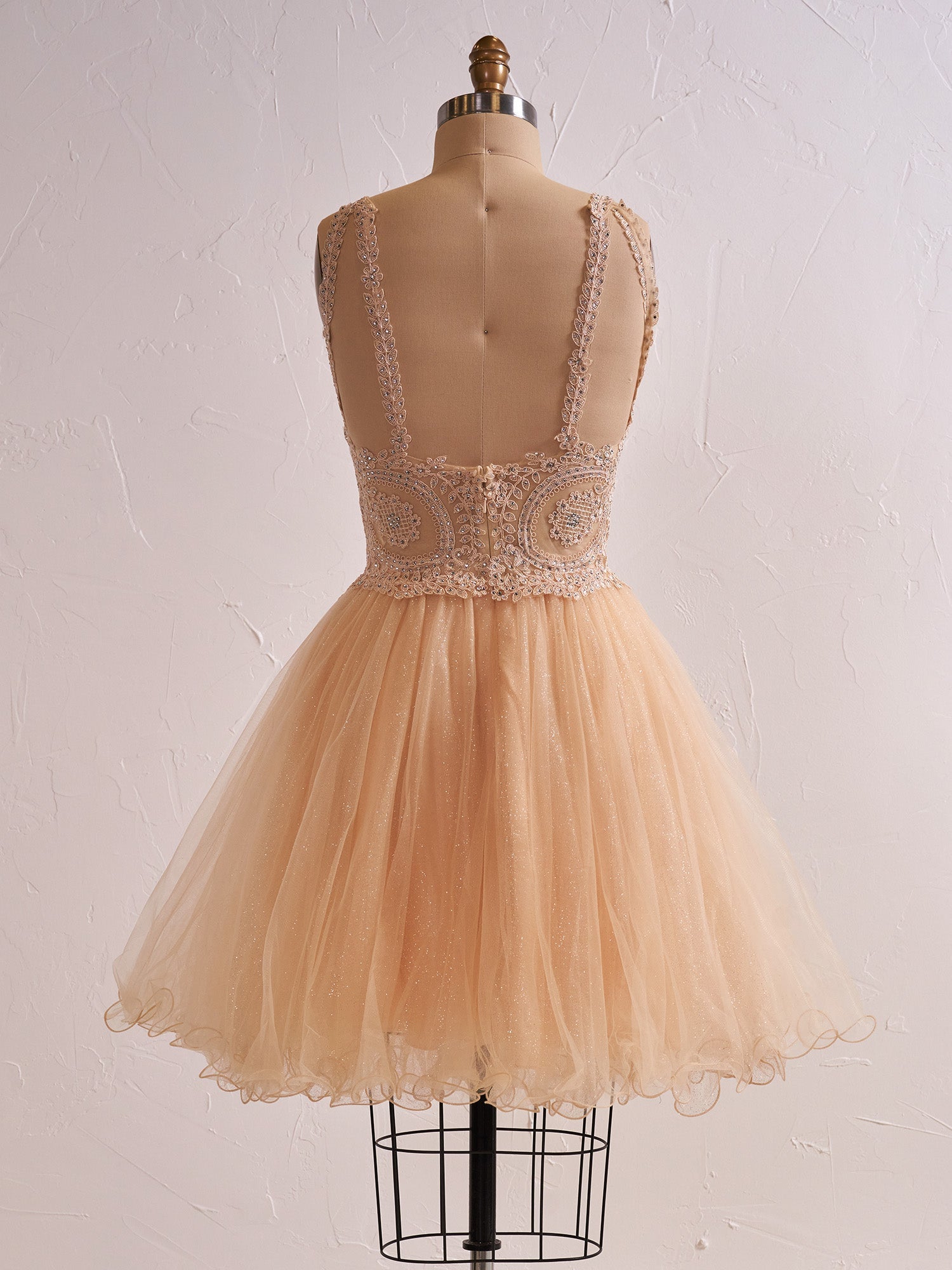 Georgina Embellished Embroidered Tulle Short Cocktail Dress