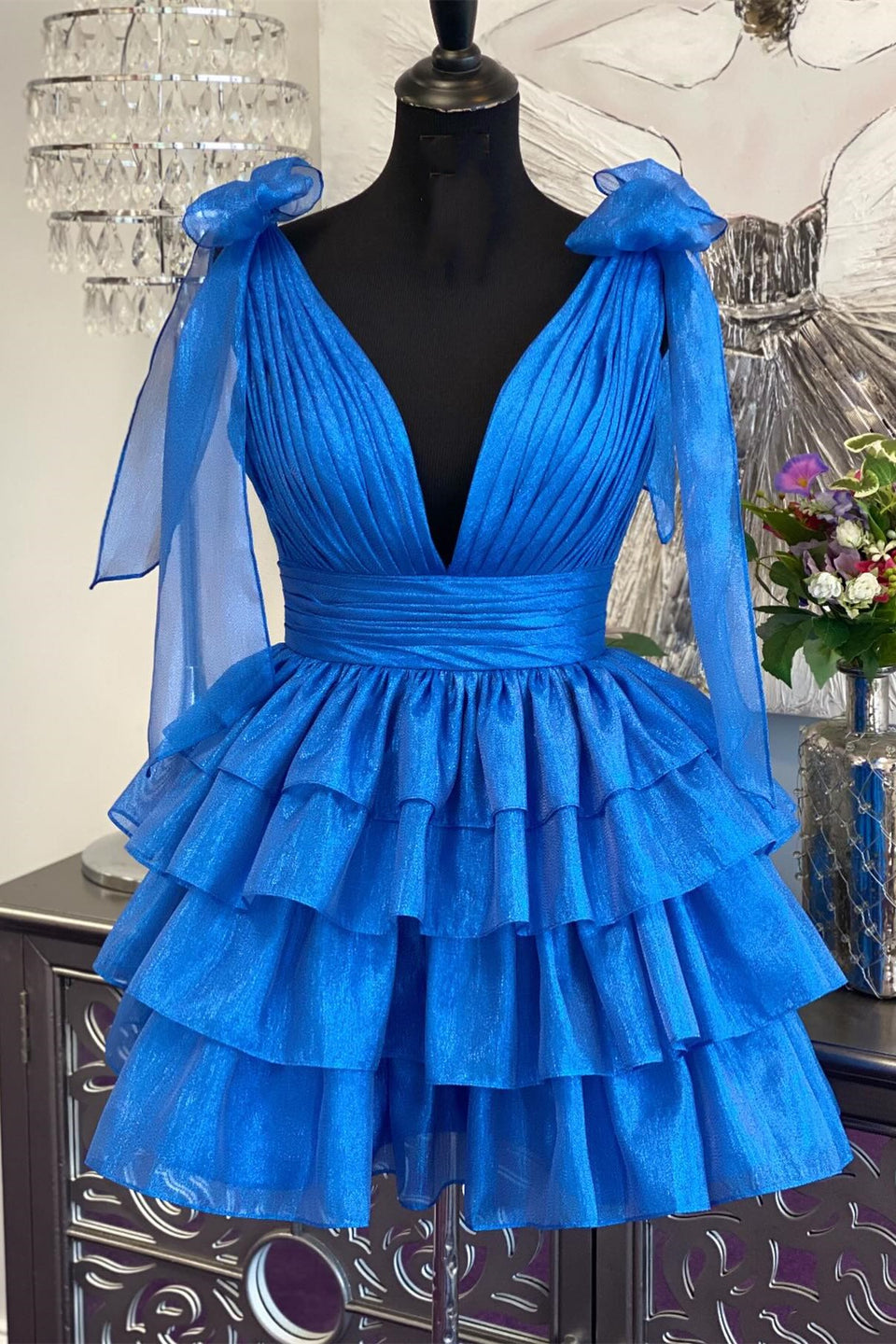 Trendy Pink A-Line Tiered Homecoming Dress with Bow Newinlook Trendy Pink A-Line Tiered Homecoming Dress with Bow Newinlook
