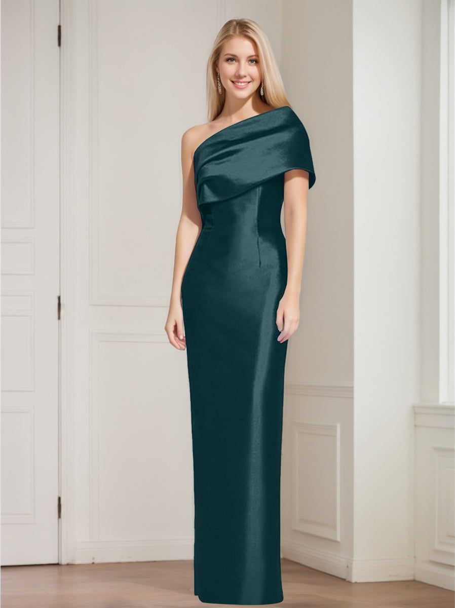 One-Shoulder Sleeveless Floor-Length Sheath/Column Mother of the Bride Dress with Bowknot