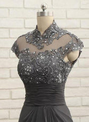High Neck Floor-Length Sheath/Column Gowns for the Mother of the Bride