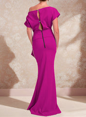 One-Shoulder Ruffled Floor-Length Trumpet Gown for the Mother of the Bride