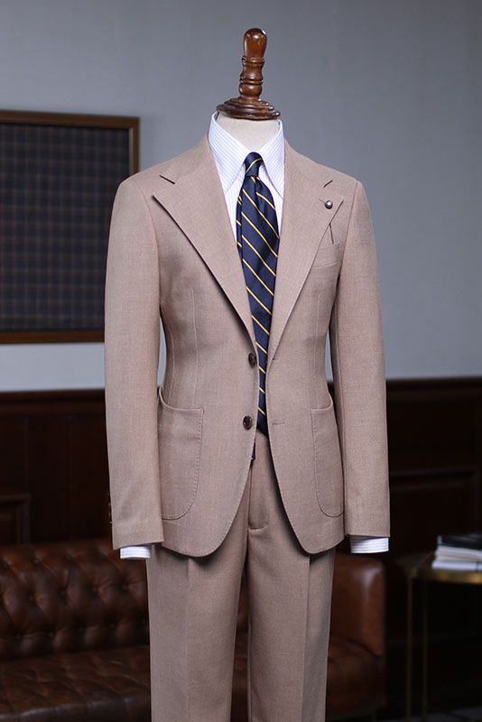 Tab Classic Khaki Two Pieces Slim Fit Custom Business Suit