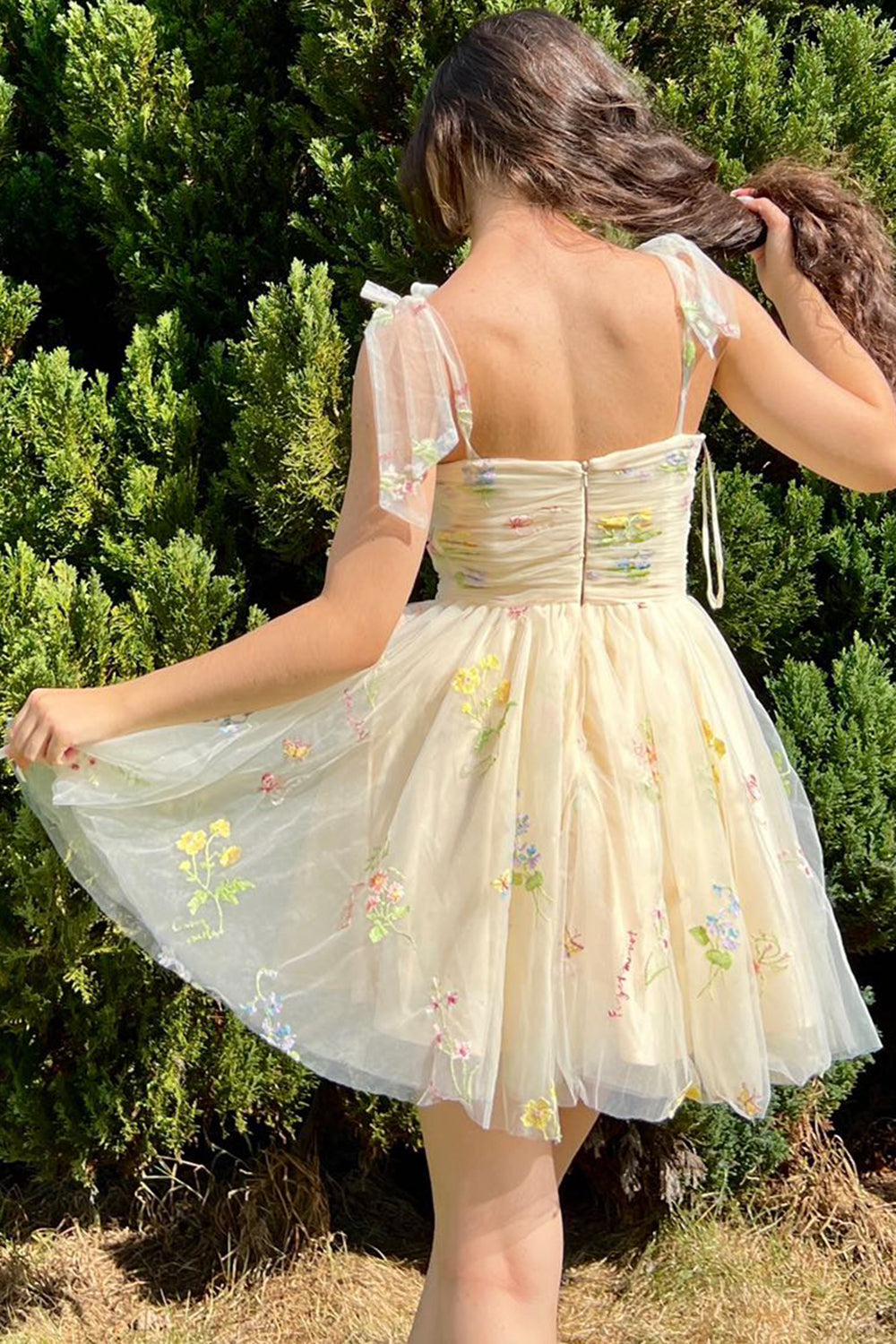 Lucia A-Line Short Floral Embroidered Homecoming Dress