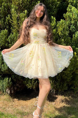 Lucia A-Line Short Floral Embroidered Homecoming Dress