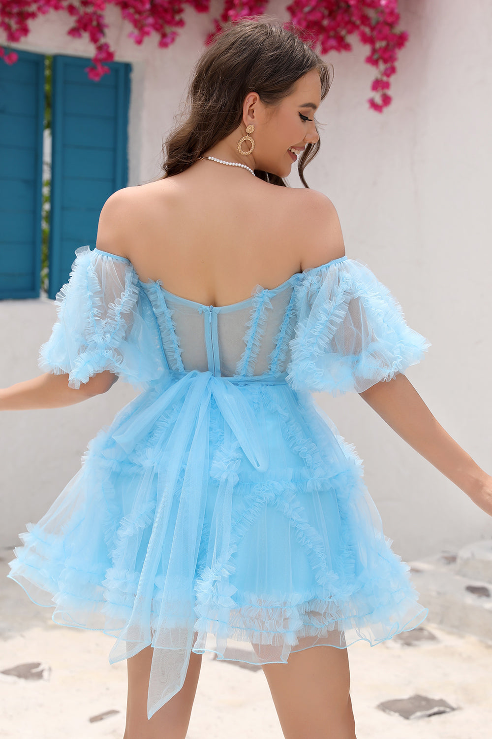 Naomi A-Line Off-the-Shoulder Tulle Elegant Homecoming Dress