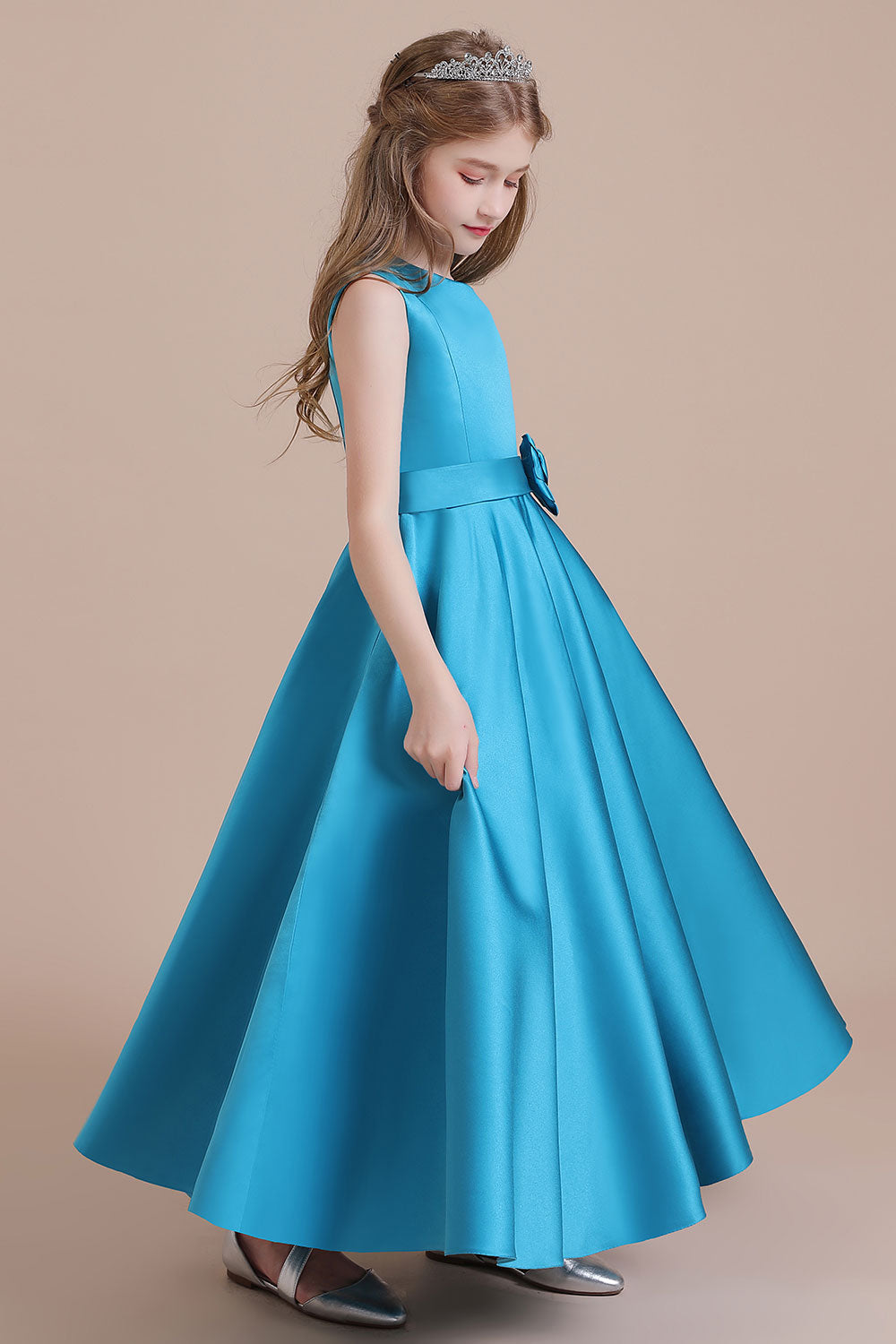 A-Line Awesome Satin Flower Girl Dress Online