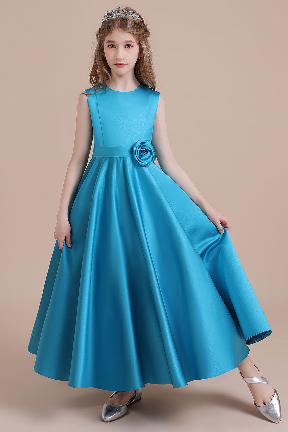 A-Line Awesome Satin Flower Girl Dress Online