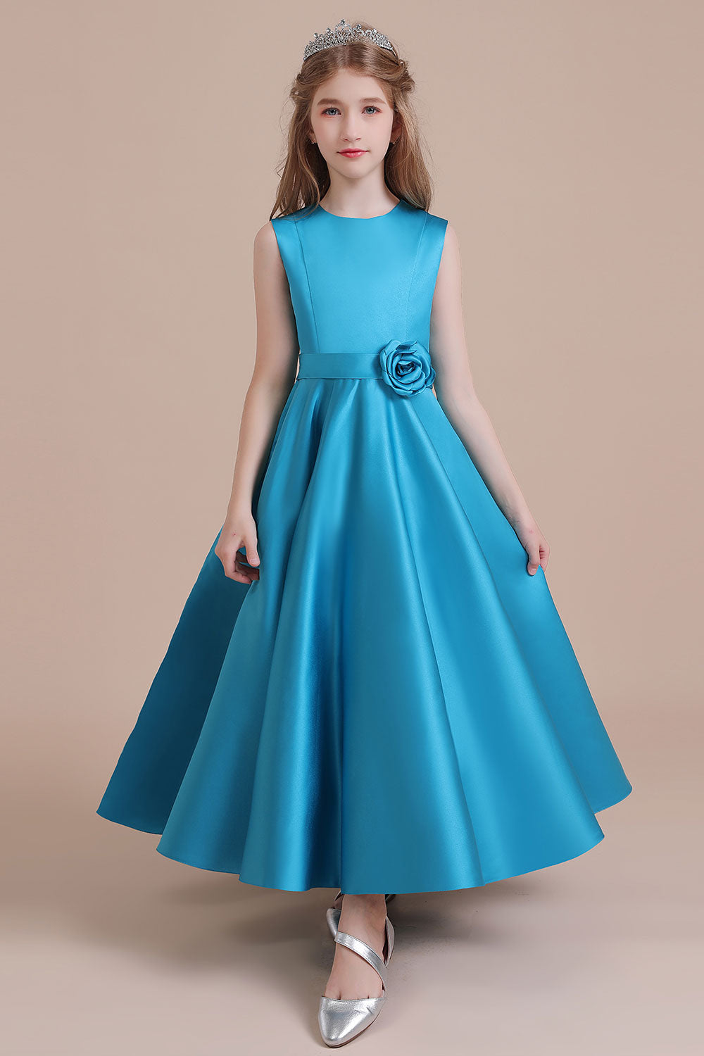 A-Line Awesome Satin Flower Girl Dress Online