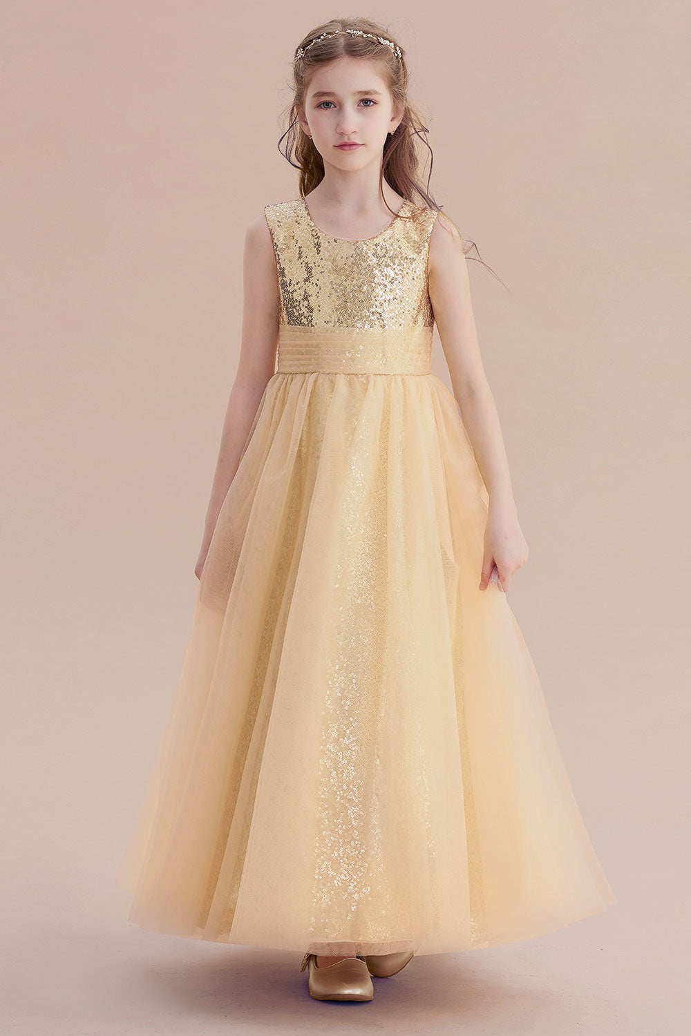 A-Line Awesome Sequins Tulle Flower Girl Dress Online