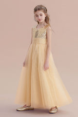 A-Line Awesome Sequins Tulle Flower Girl Dress Online