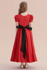 A-Line Awesome Short Sleeve Satin Flower Girl Dress Online