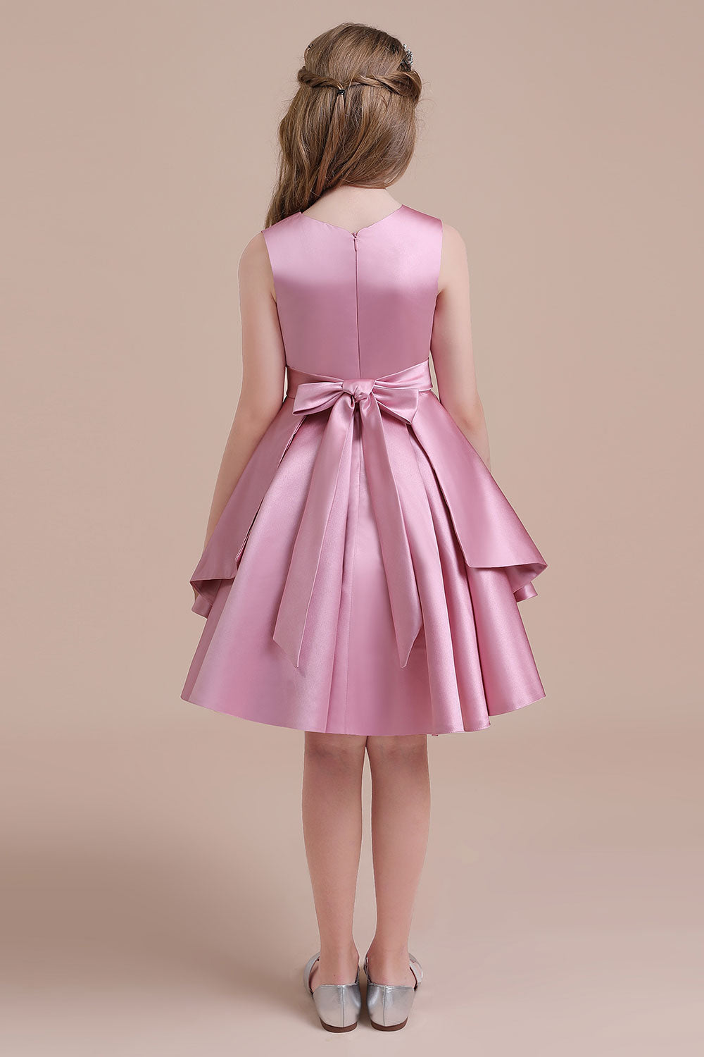A-Line Best Satin Knee Length Flower Girl Dress Online