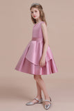 A-Line Best Satin Knee Length Flower Girl Dress Online