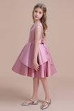 A-Line Best Satin Knee Length Flower Girl Dress Online