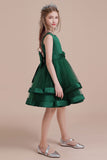 A-Line Bow Satin Layered Tulle Flower Girl Dress Online