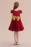 A-Line Cap Sleeve Bow Knee Length Flower Girl Dress Online