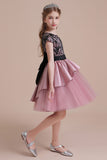 A-Line Cap Sleeve Lace Tulle Knee Length Flower Girl Dress On Sale