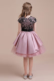 A-Line Cap Sleeve Lace Tulle Knee Length Flower Girl Dress On Sale