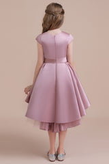 A-Line Cap Sleeve Satin High-low Flower Girl Dress Online