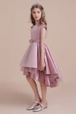 A-Line Cap Sleeve Satin High-low Flower Girl Dress Online
