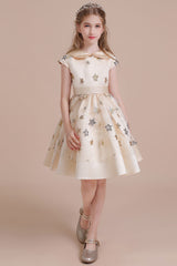 A-Line Cap Sleeve Star Sequins Tulle Flower Girl Dress Online