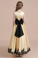 A-Line Chic Bow Appliques Satin Flower Girl Dress Online