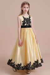 A-Line Chic Bow Appliques Satin Flower Girl Dress Online