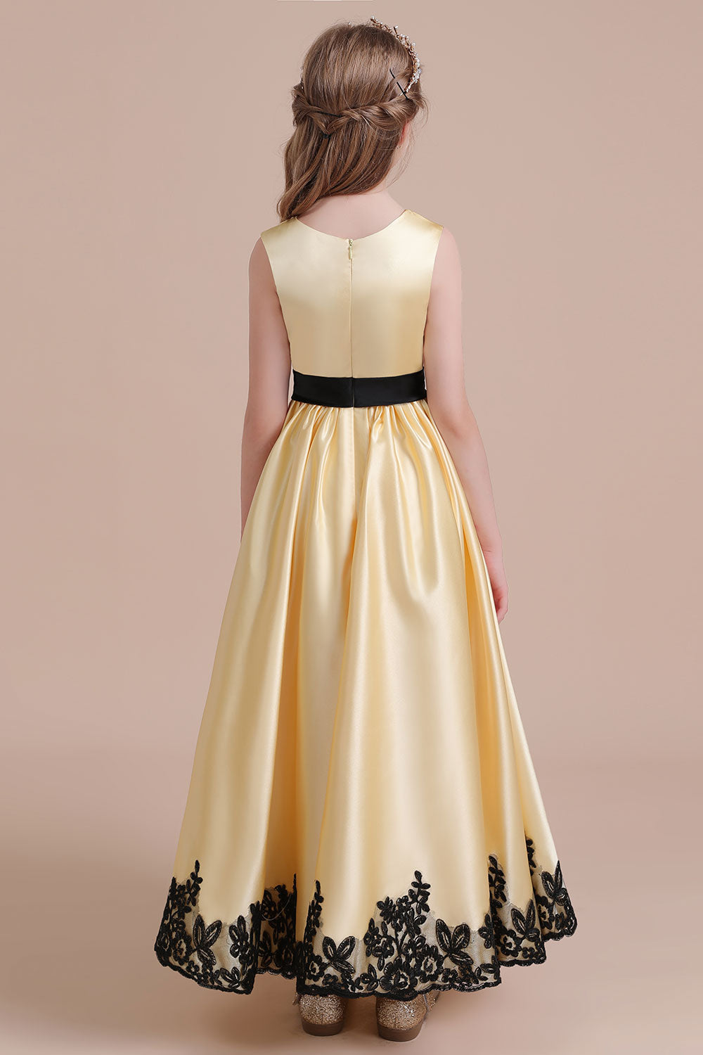 A-Line Chic Bow Appliques Satin Flower Girl Dress Online
