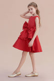 A-Line Chic Bow Satin Knee Length Flower Girl Dress On Sale