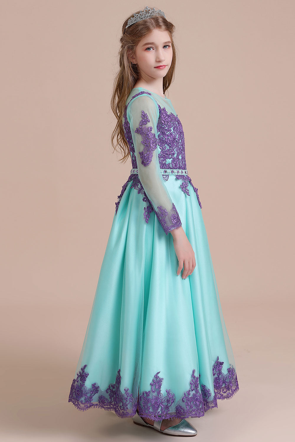 A-Line Chic Long Sleeve Appliques Flower Girl Dress Online