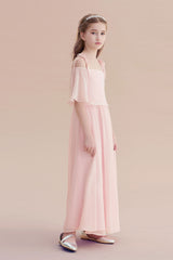 A-Line Cold-shoulder Chiffon Flower Girl Dress Online
