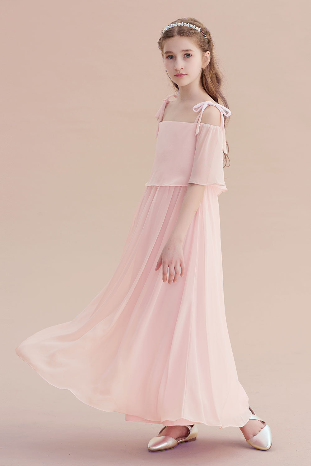 A-Line Cold-shoulder Chiffon Flower Girl Dress Online