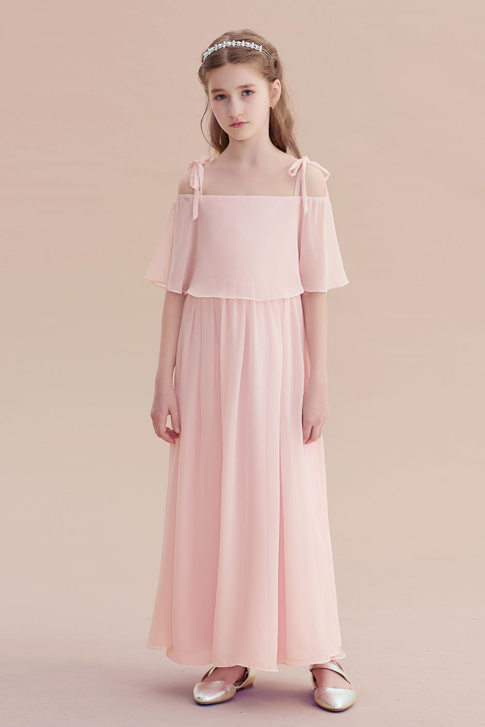 A-Line Cold-shoulder Chiffon Flower Girl Dress Online